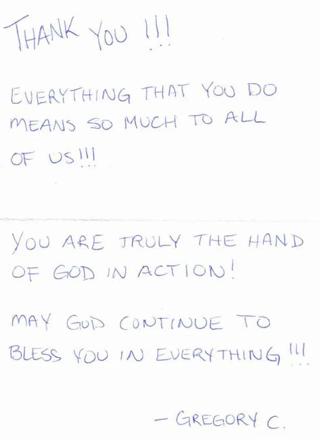 Handwritten note — Every act of kindness. A typed excerpt follows.